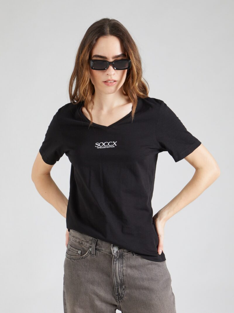 Soccx Tricou 'HAP:PY'  negru / alb