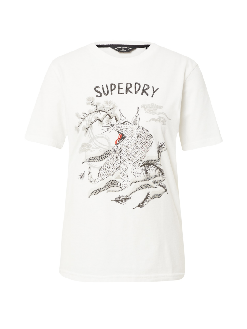 Superdry Tricou 'Suika'  bej / gri deschis / roșu / negru