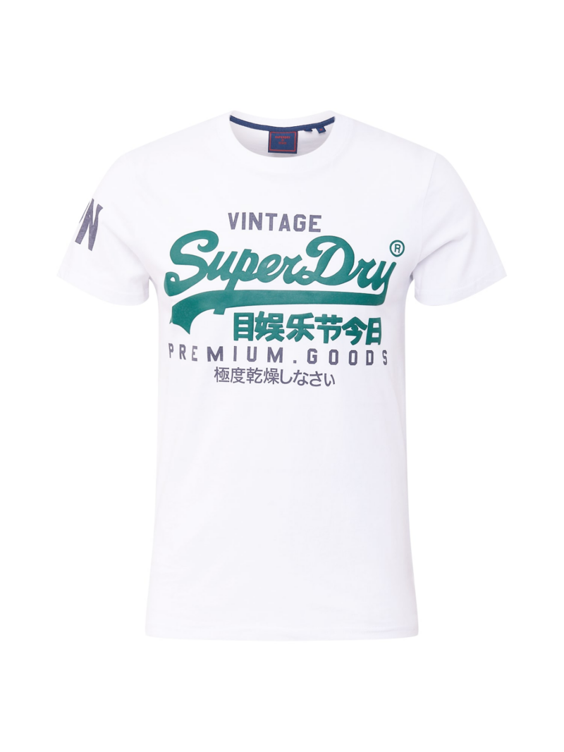 Superdry Tricou  albastru deschis / verde jad / alb