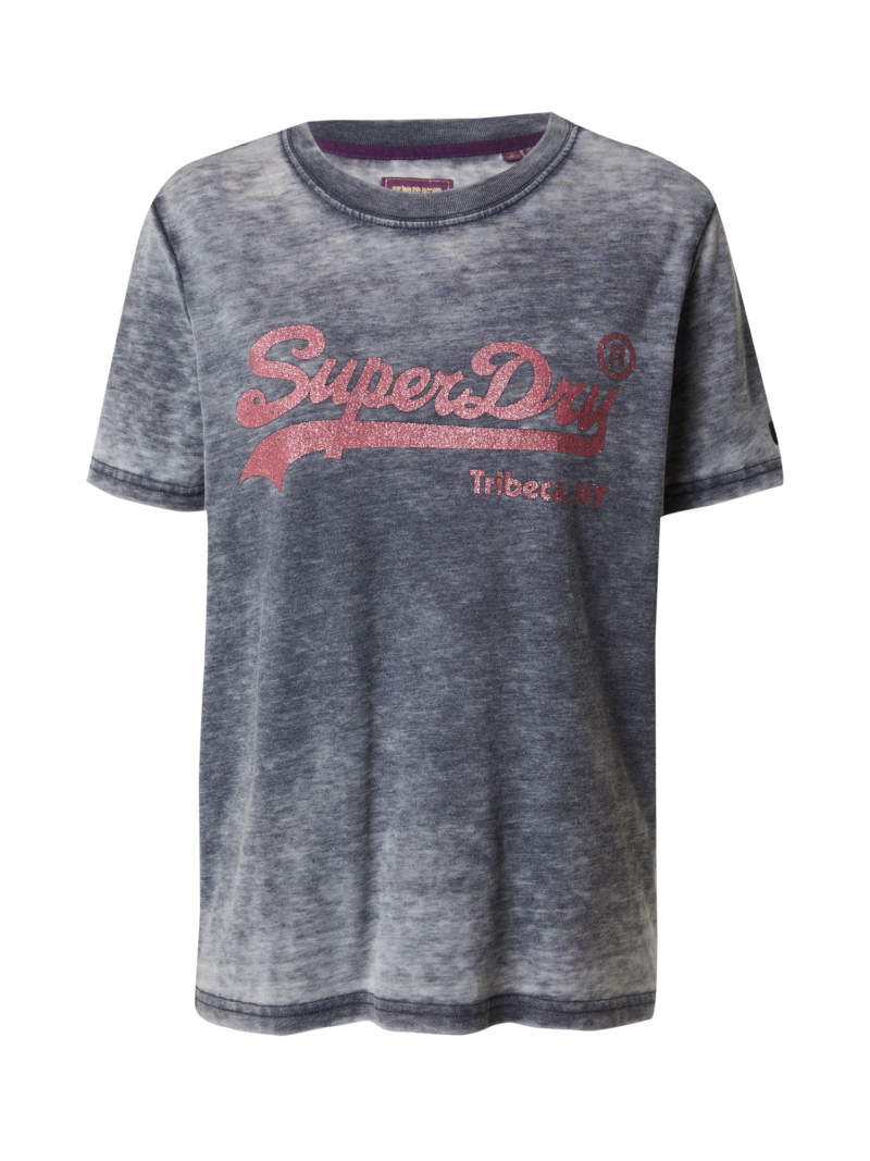 Superdry Tricou  albastru închis / roz pitaya