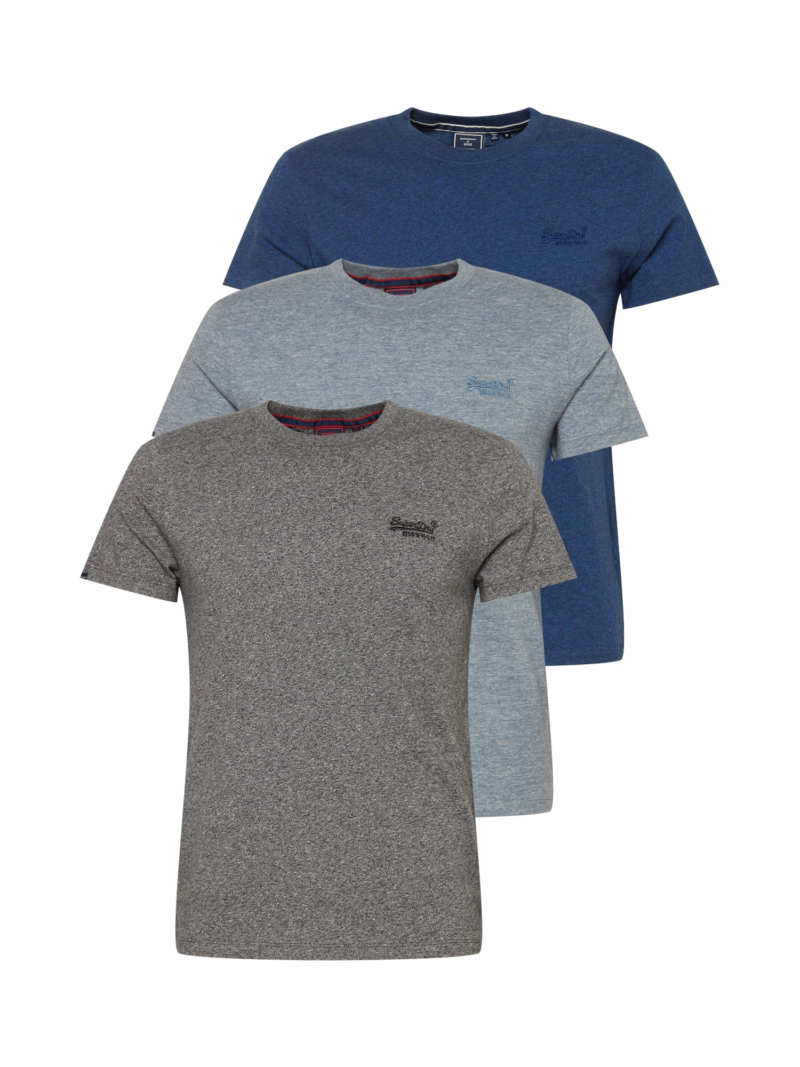 Superdry Tricou  albastru marin / albastru amestec / gri amestecat