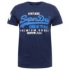 Superdry Tricou  azur / albastru închis / alb