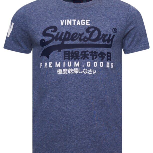 Superdry Tricou  bleumarin / albastru amestec / alb