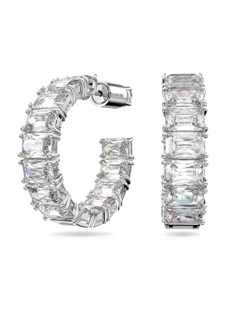 Swarovski Cercei 'Matrix hoop earrings'  argintiu