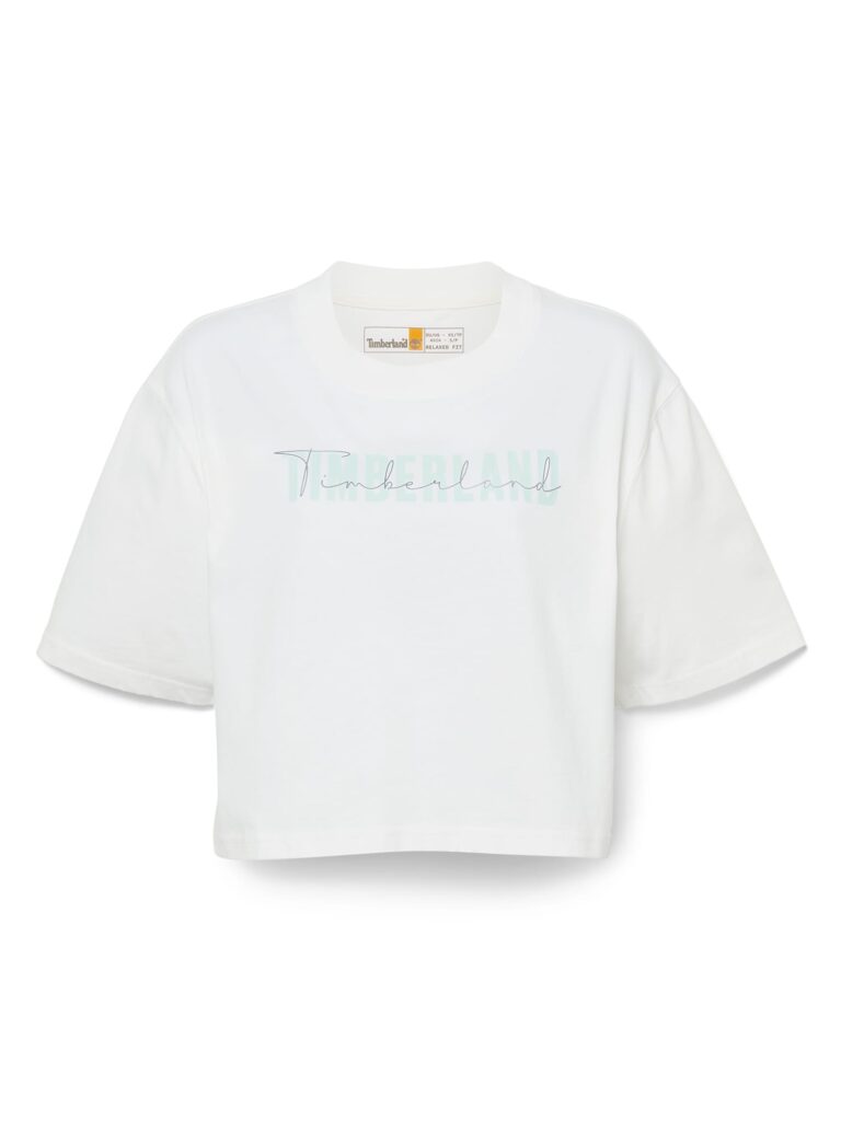 TIMBERLAND Tricou 'Cropped'  albastru pastel / negru / alb