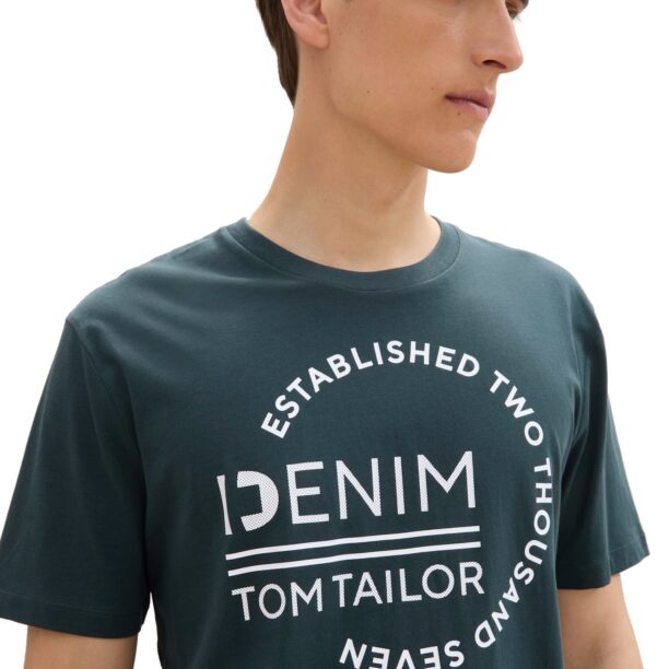 Preţ TOM TAILOR DENIM Tricou  verde pin / alb