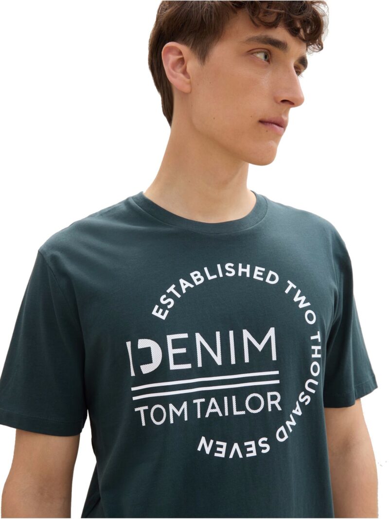 Preţ TOM TAILOR DENIM Tricou  verde pin / alb