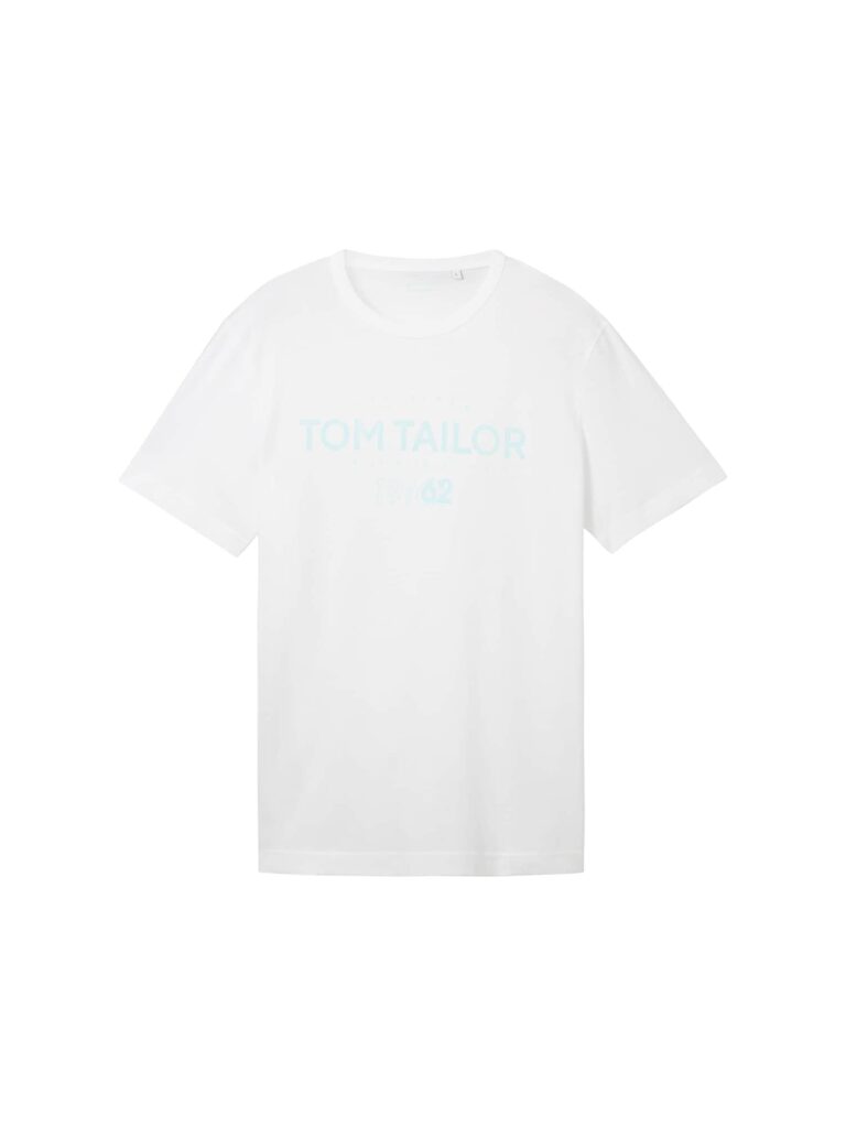 TOM TAILOR Tricou  albastru aqua / alb