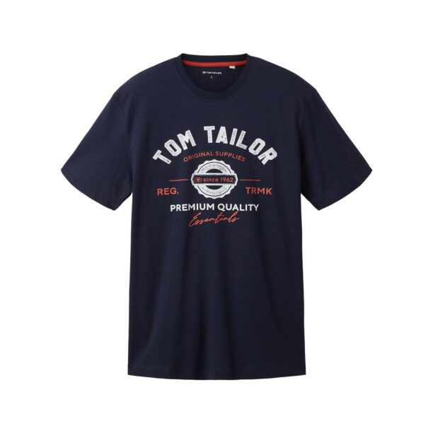 TOM TAILOR Tricou  albastru noapte / portocaliu mandarină / alb