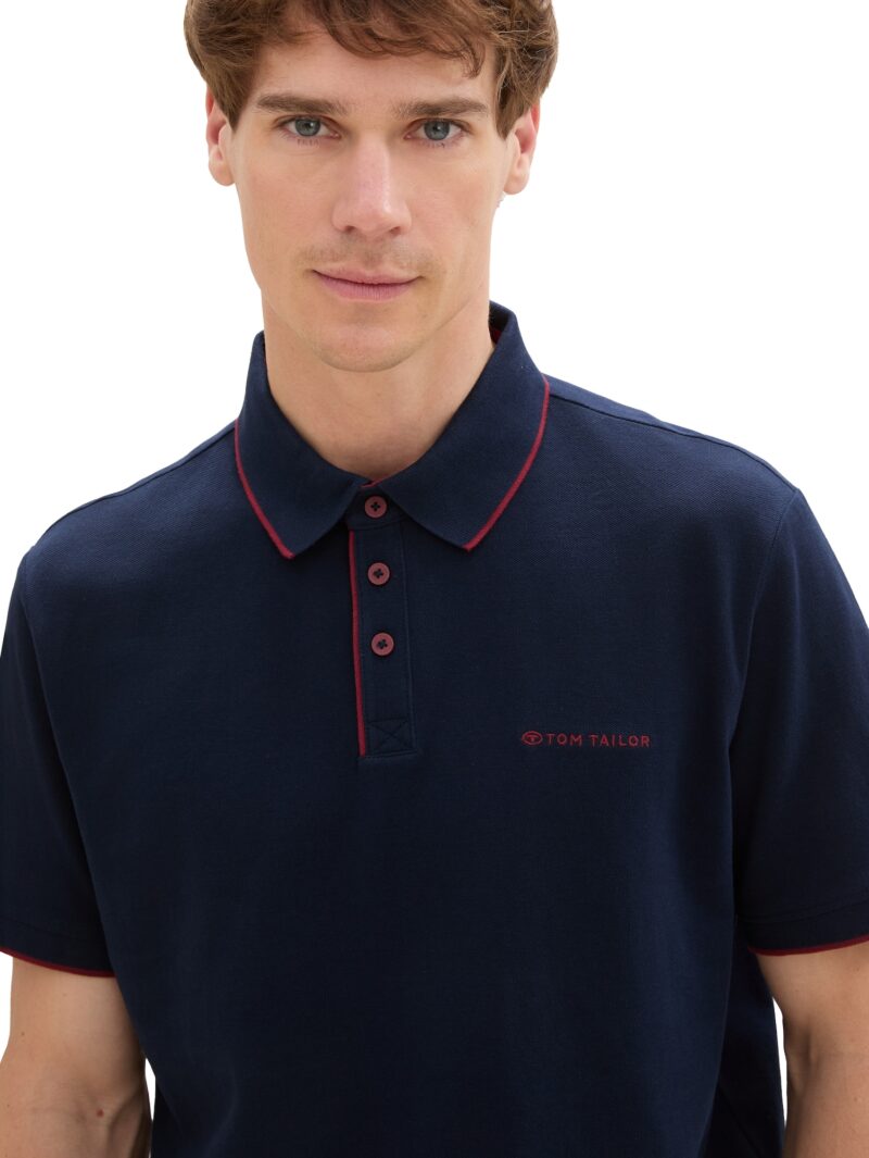 Preţ TOM TAILOR Tricou  bleumarin / roșu bordeaux