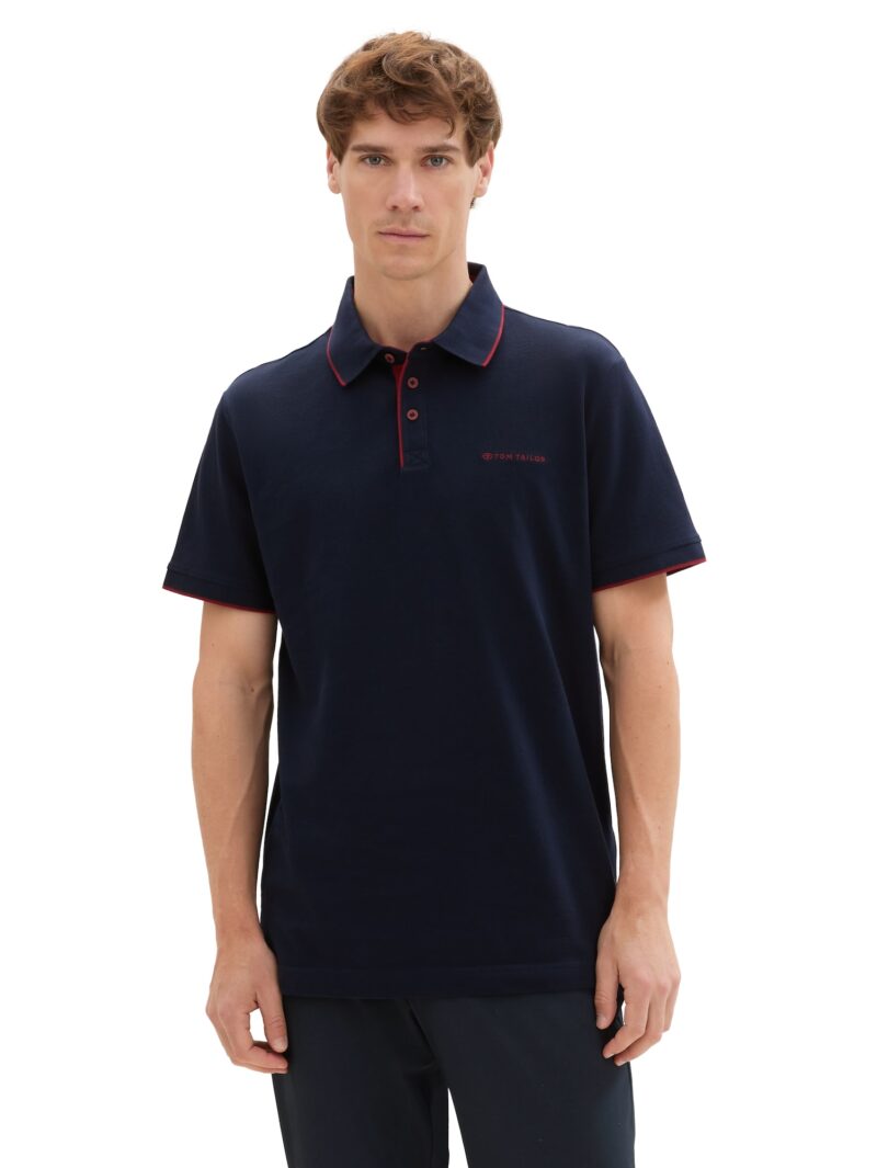 Original TOM TAILOR Tricou  bleumarin / roșu bordeaux