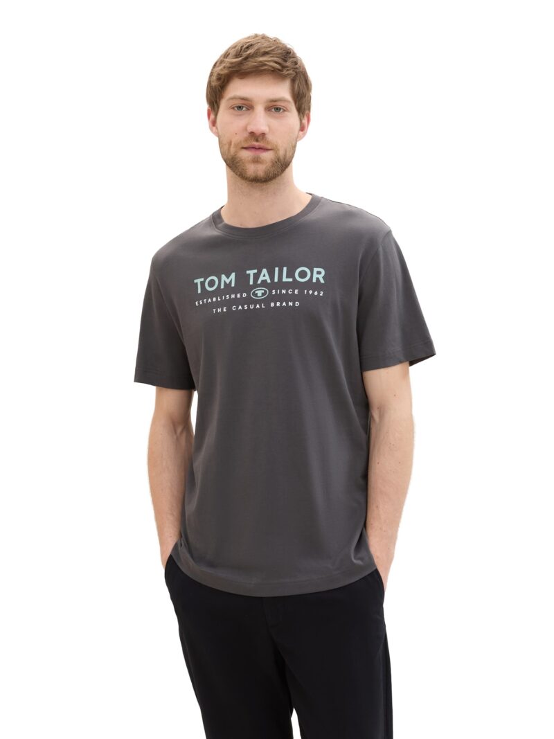 TOM TAILOR Tricou  gri deschis / gri amestecat / alb