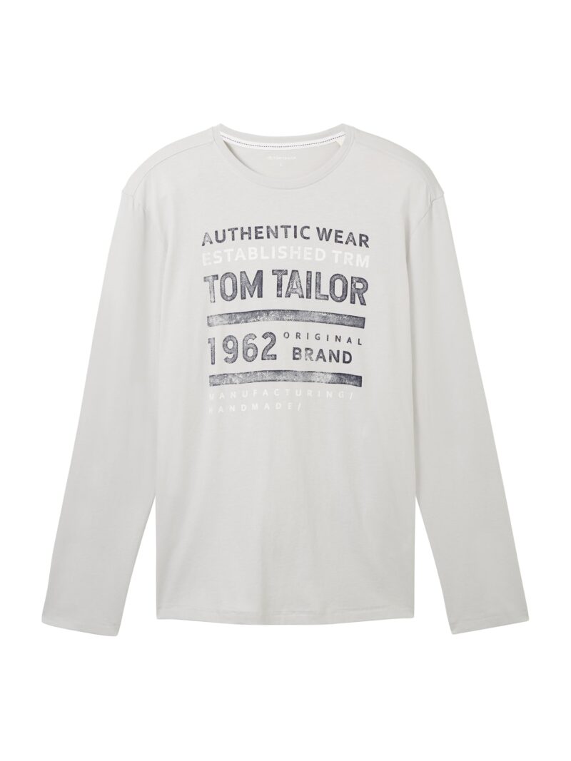 TOM TAILOR Tricou  gri deschis / gri închis / alb