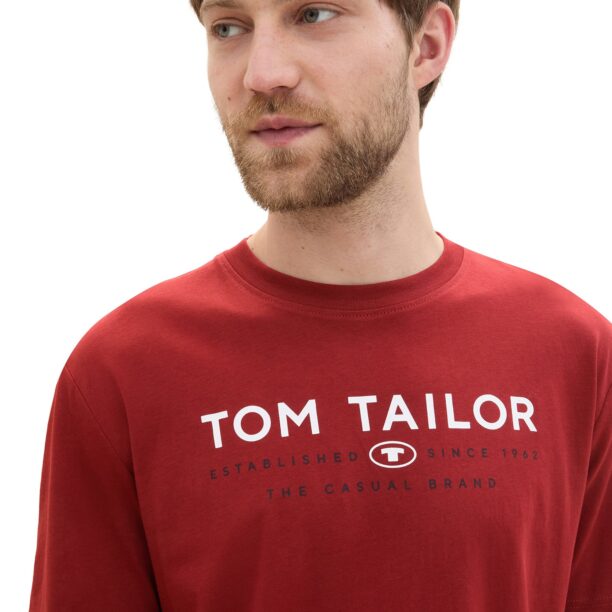 Original TOM TAILOR Tricou  roșu / negru / alb