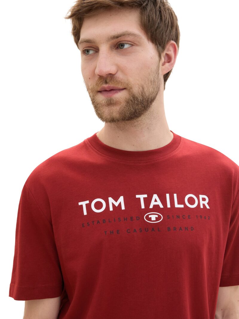 Original TOM TAILOR Tricou  roșu / negru / alb