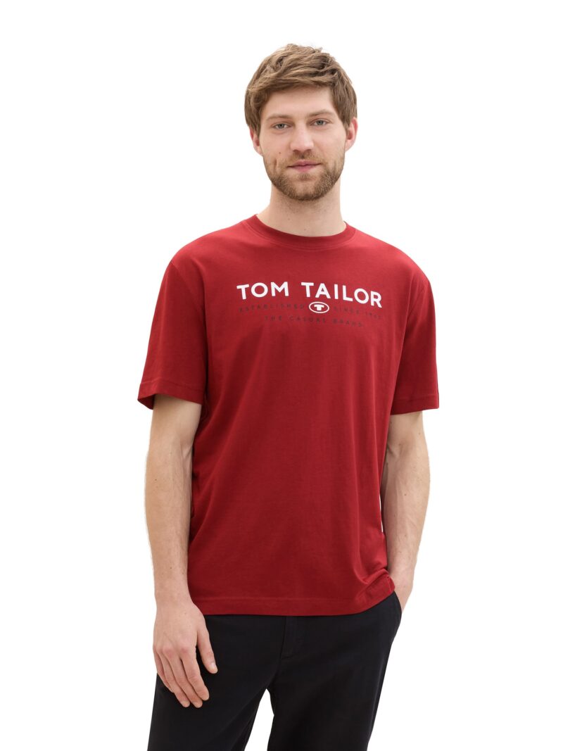 TOM TAILOR Tricou  roșu / negru / alb