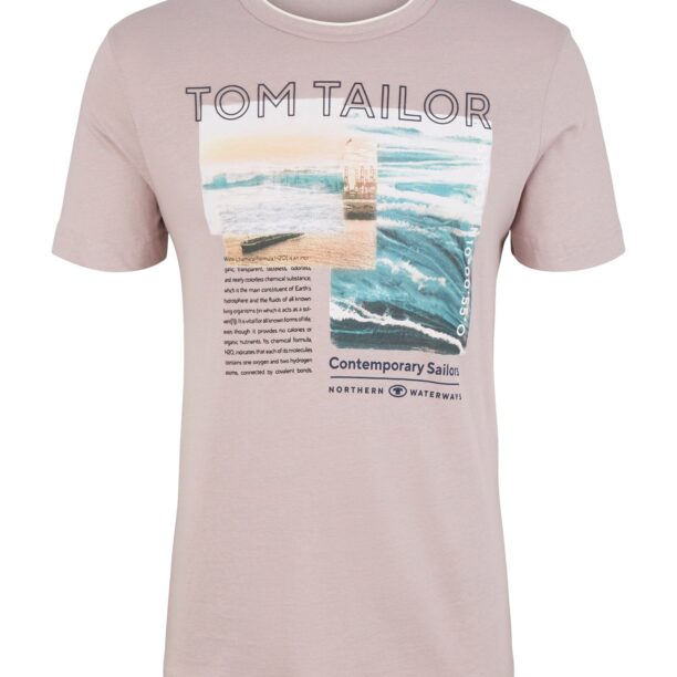 TOM TAILOR Tricou  turcoaz / portocaliu caisă / rosé / alb