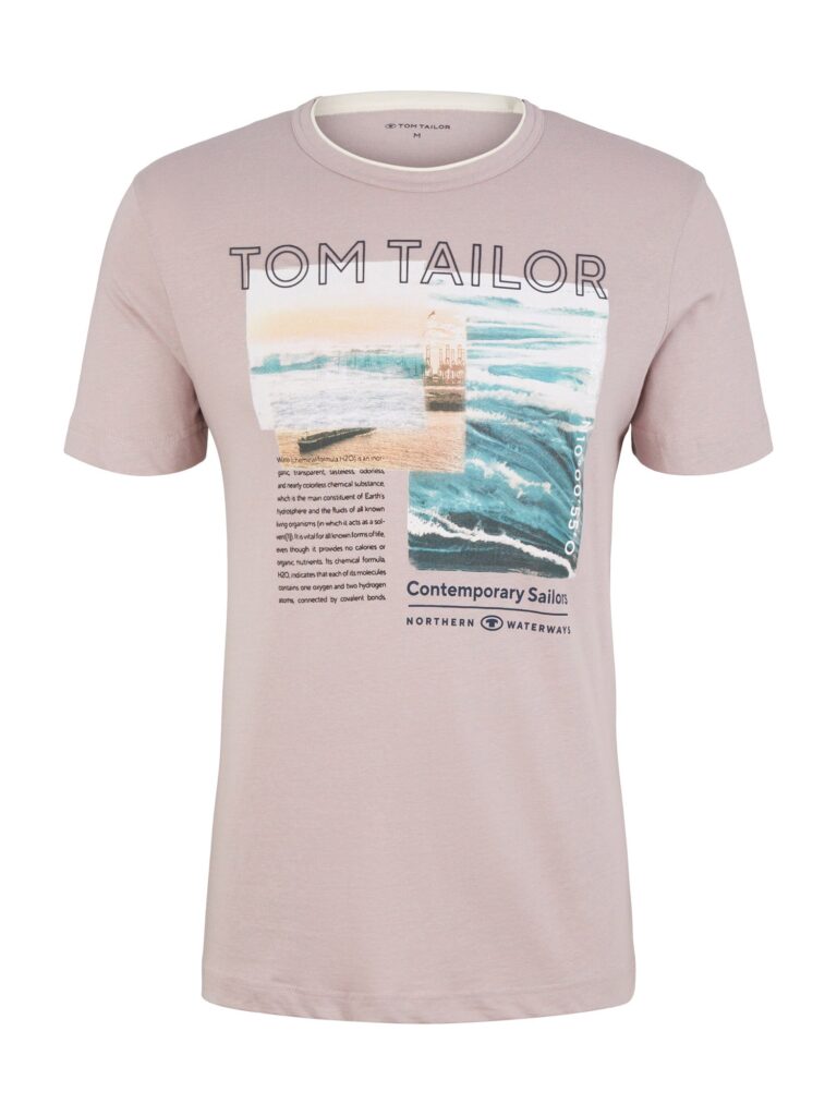 TOM TAILOR Tricou  turcoaz / portocaliu caisă / rosé / alb