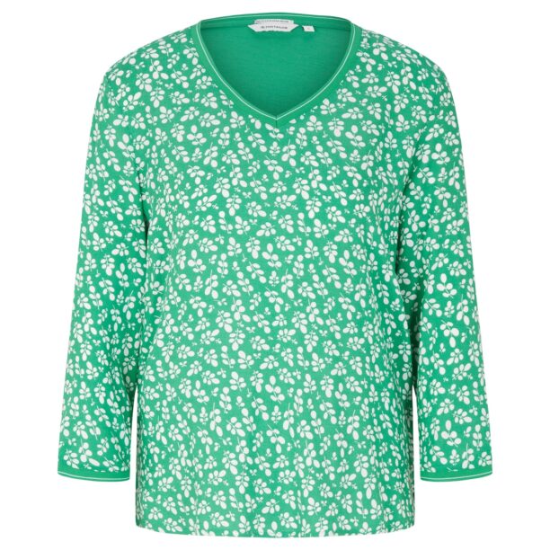 TOM TAILOR Tricou  verde / alb