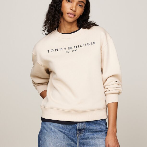 TOMMY HILFIGER Bluză de molton  bej / bleumarin / roșu / alb