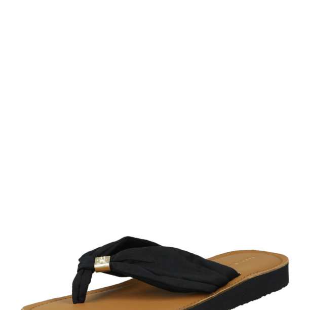 TOMMY HILFIGER Flip-flops 'Elevated Monogram Plaque'  albastru noapte / auriu