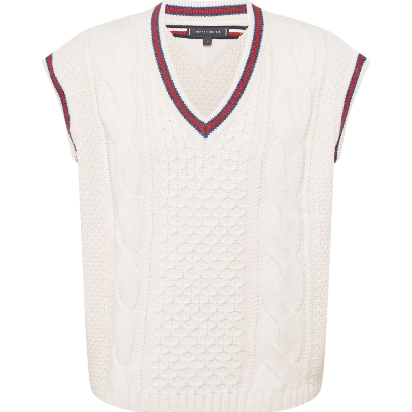 TOMMY HILFIGER Pullunder  ecru / albastru gențiană / sângeriu