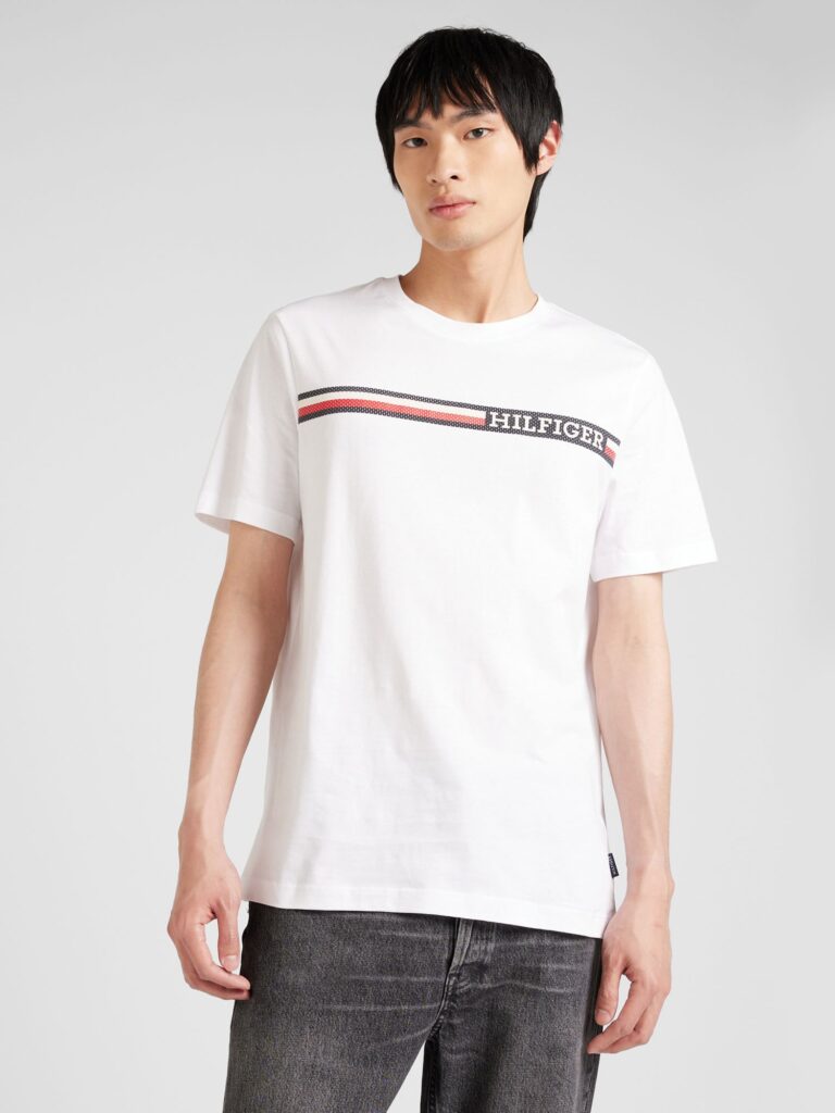 Preţ TOMMY HILFIGER Tricou  albastru marin / sângeriu / alb