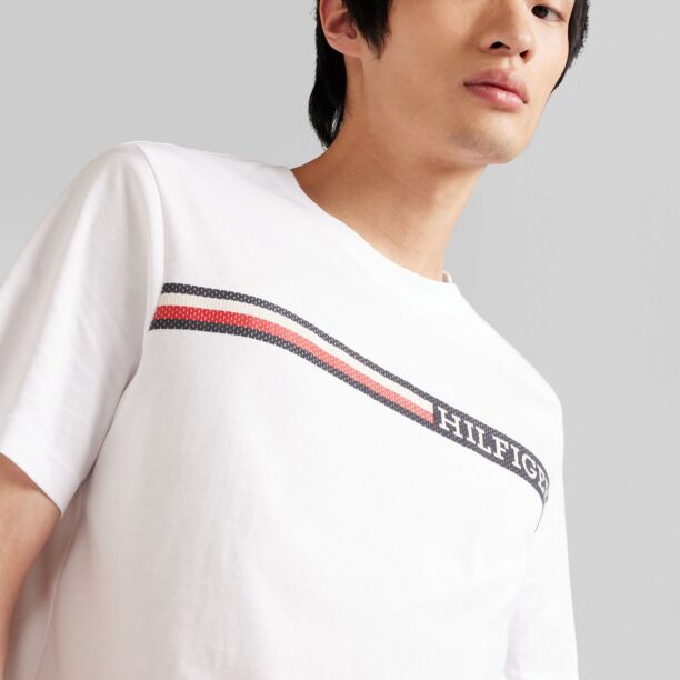 TOMMY HILFIGER Tricou  albastru marin / sângeriu / alb