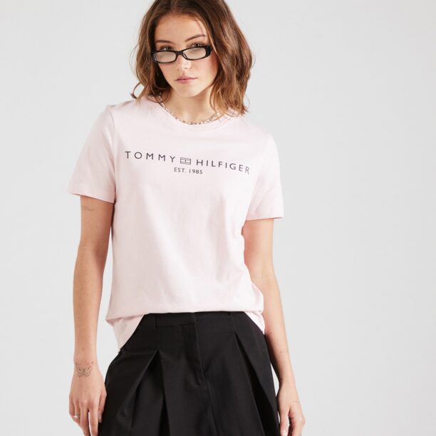 TOMMY HILFIGER Tricou  roz / negru