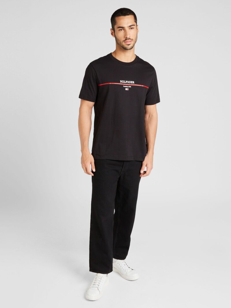 TOMMY HILFIGER Tricou  rubiniu / negru / alb preţ