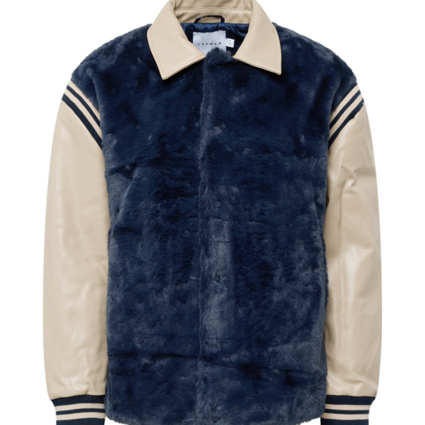 TOPMAN Geacă de primăvară-toamnă 'Varsity'  bej / bleumarin