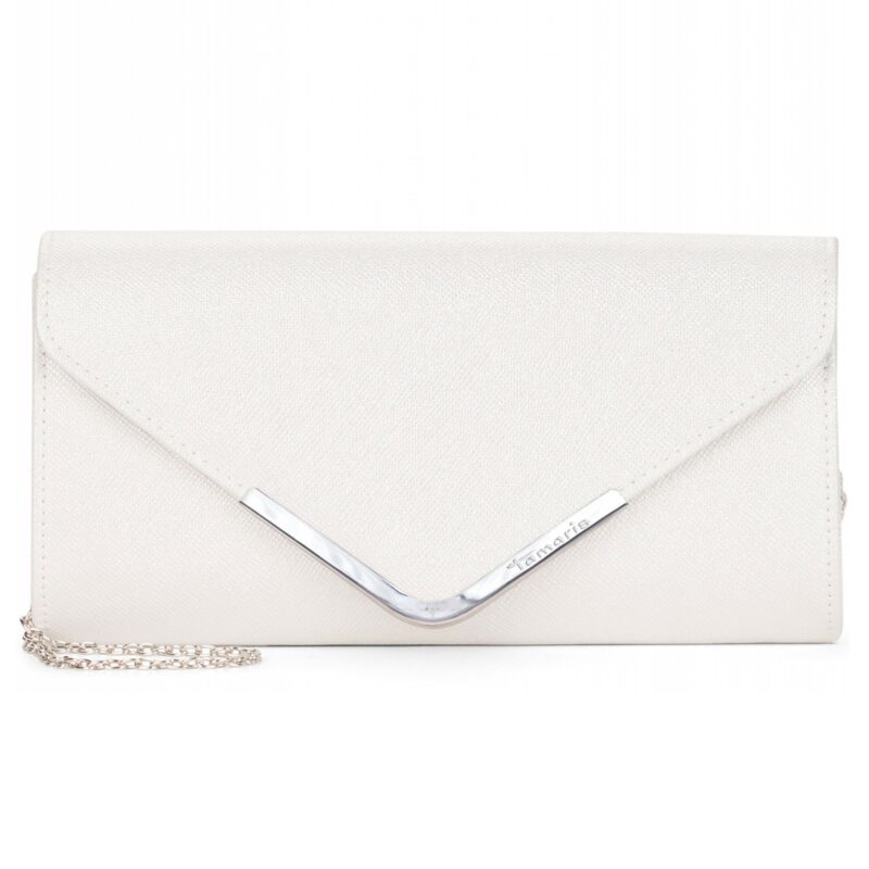 Tamaris Clutch 'Amalia'  argintiu / alb