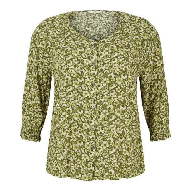 Tom Tailor Women + Bluză  crem / verde deschis