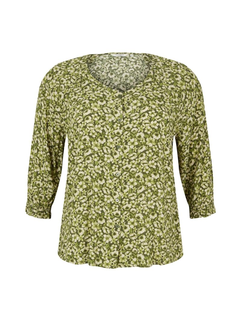 Tom Tailor Women + Bluză  crem / verde deschis