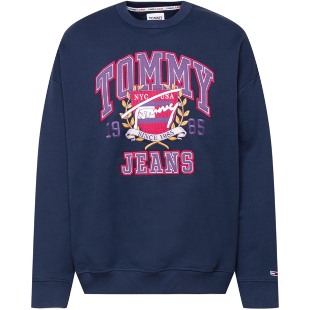 Tommy Jeans Bluză de molton 'College'  albastru noapte / lila / alb