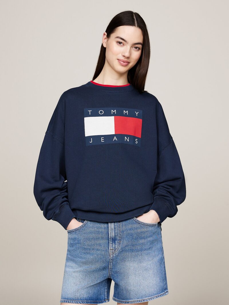 Tommy Jeans Bluză de molton  albastru închis / roșu / alb