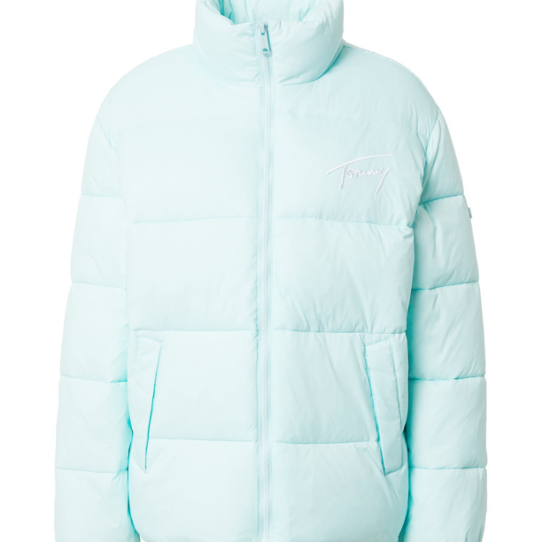 Tommy Jeans Geacă de iarnă  albastru aqua / alb