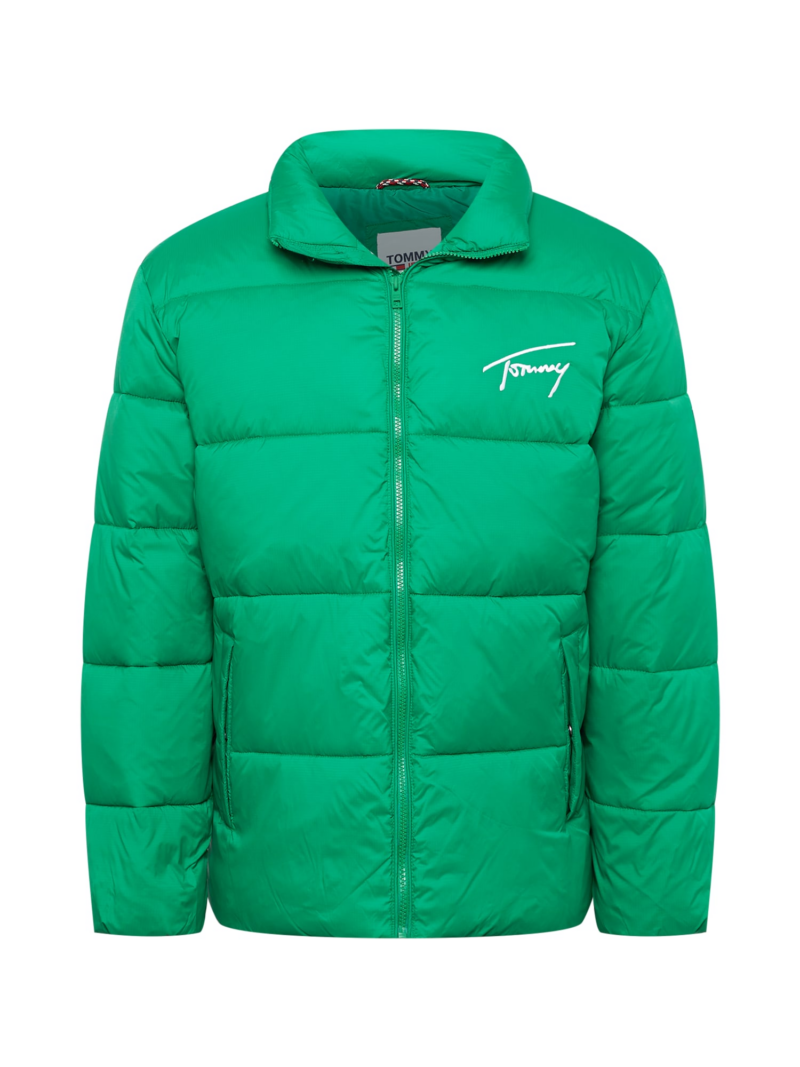 Tommy Jeans Geacă de iarnă  verde iarbă / alb