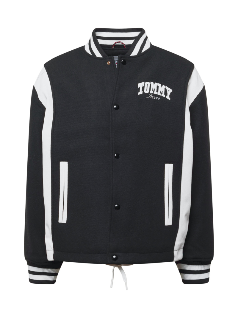 Tommy Jeans Geacă de primăvară-toamnă  negru / alb