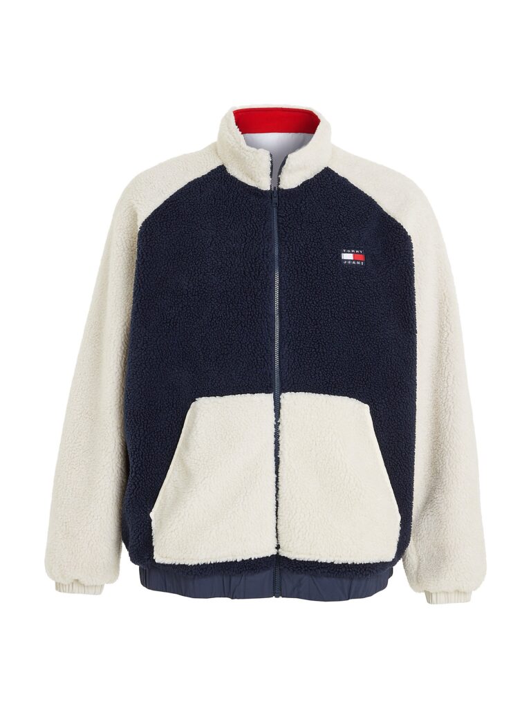 Tommy Jeans Plus Jachetă  fleece  albastru marin / roși aprins / alb