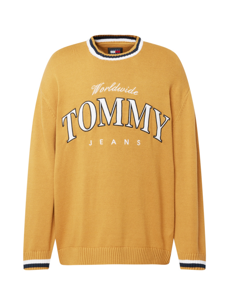 Tommy Jeans Pulover 'VARSITY'  albastru închis / galben curry / alb