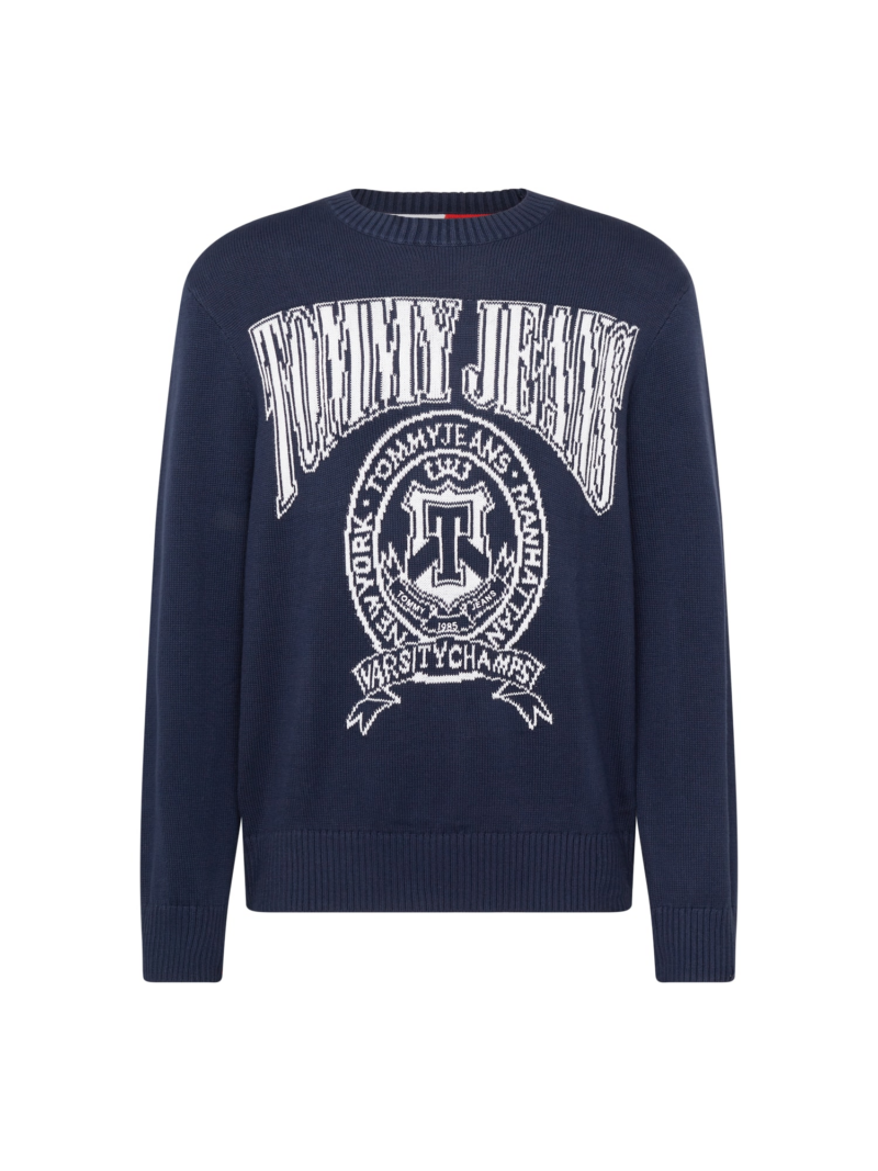 Tommy Jeans Pulover  albastru marin / alb