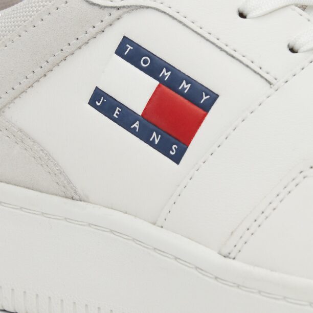 Original Tommy Jeans Sneaker low 'RETRO BASKET'  bej / bleumarin / roșu / alb