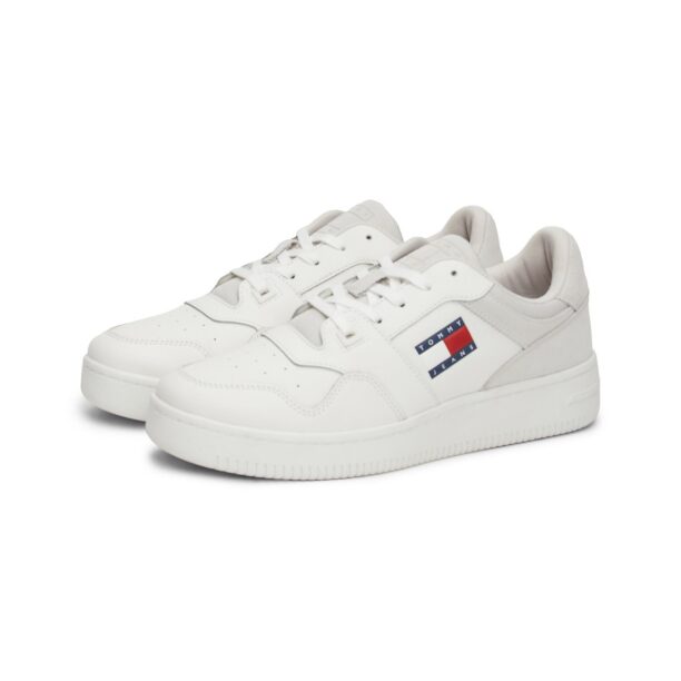 Tommy Jeans Sneaker low 'RETRO BASKET'  bej / bleumarin / roșu / alb