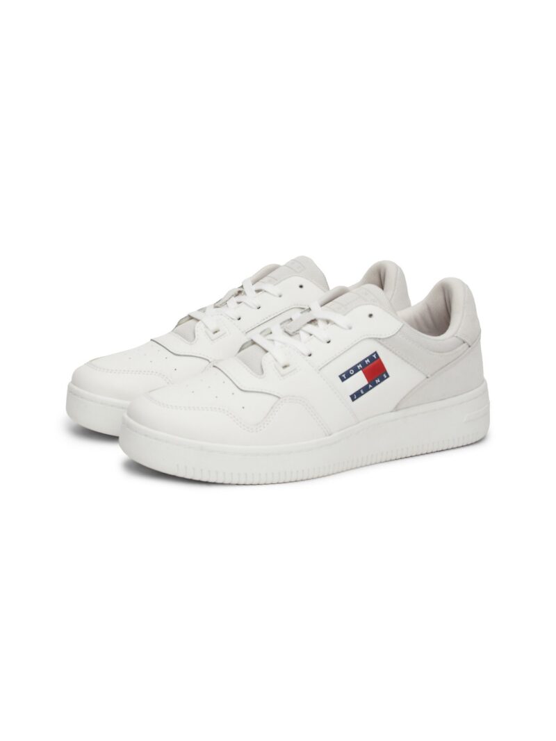 Tommy Jeans Sneaker low 'RETRO BASKET'  bej / bleumarin / roșu / alb