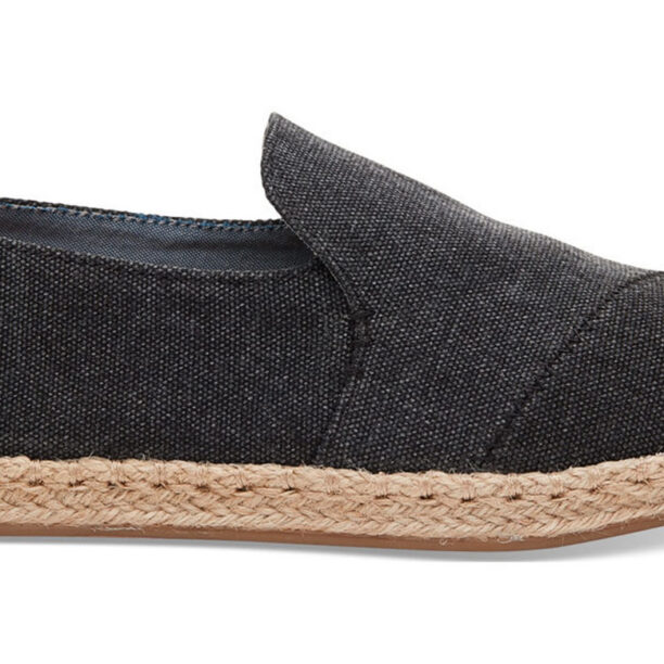 Preţ Toms Alpargatas Black Washed Canvas Deconstructed