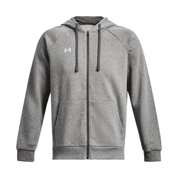 UNDER ARMOUR Bluză cu fermoar sport 'Rival'  gri / alb