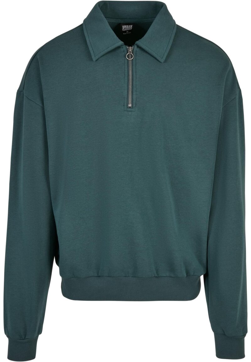 Urban Classics Bluză de molton 'Collar Crew'  verde închis