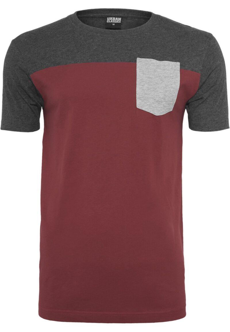 Urban Classics Tricou  gri deschis / gri închis / roșu burgundy