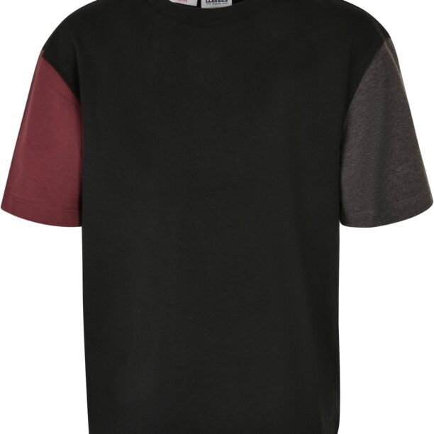 Urban Classics Tricou  gri / roșu bordeaux / negru